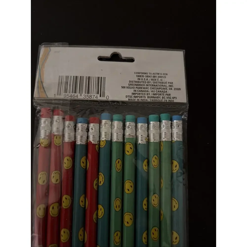 Jot Smiley Face Writing HB #2 Lead Pencils (Pack Of 12) New Red Blue Green NEW